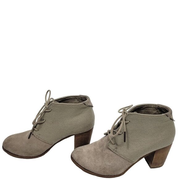 Toms Women's Lunata Taupe Lace Up Suede and Material Booties in a Size 9 - Picture 4 of 16